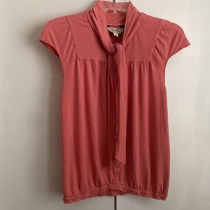 Cap sleeved salmon colored blouse from anthropologie